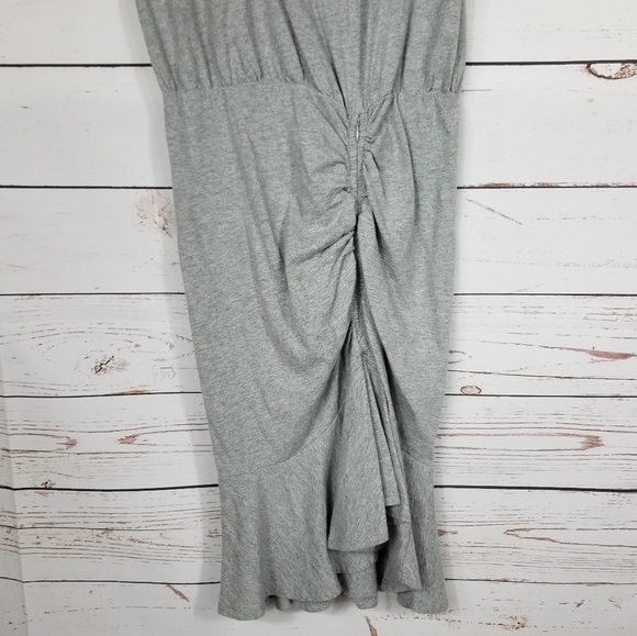 Veronica Beard | Gray Ruched Pima Shirt Dress - Picture 4 of 6